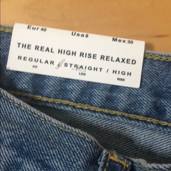 Zara Blue Straight Leg Jeans with Red Floral Design - Picture 6 of 8